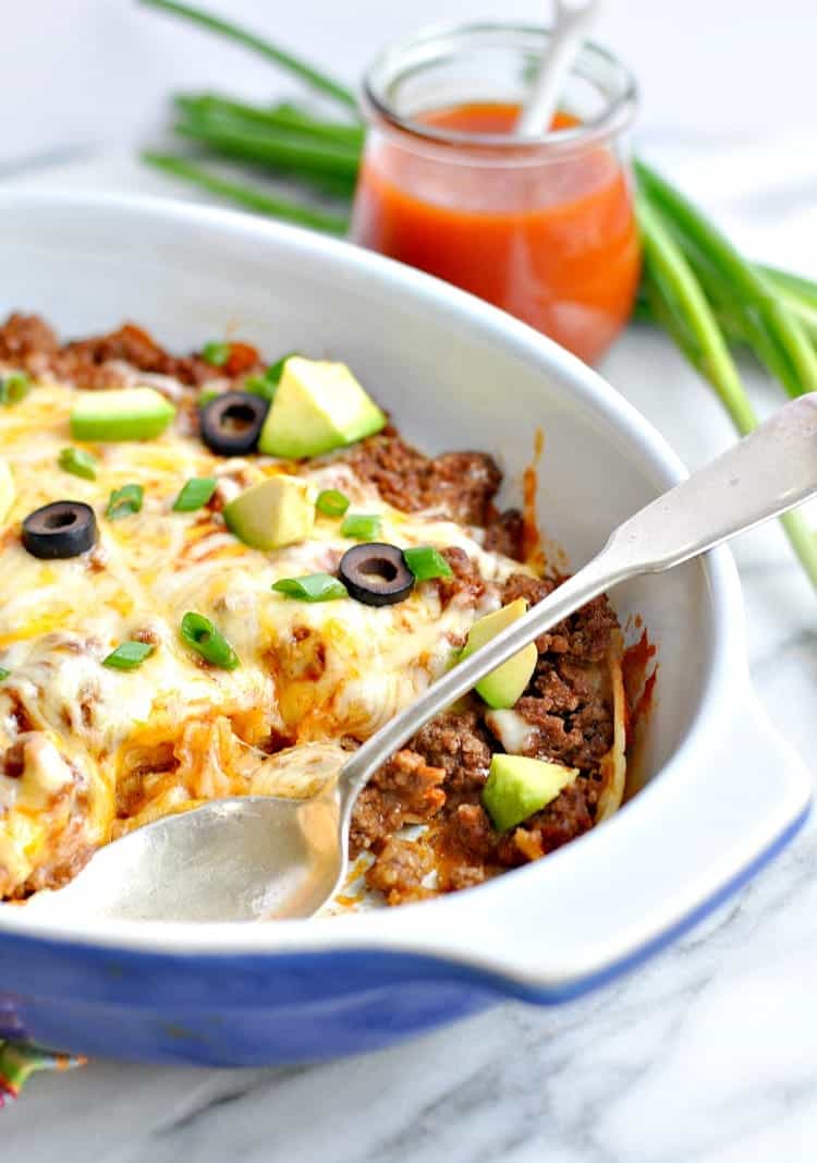 Your family will LOVE this Healthy 4 Ingredient Enchilada Casserole!
