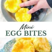 Long collage image of 3-ingredient mini egg bites with cheese.