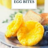 3-ingredient mini egg bites with cheese and text title overlay.