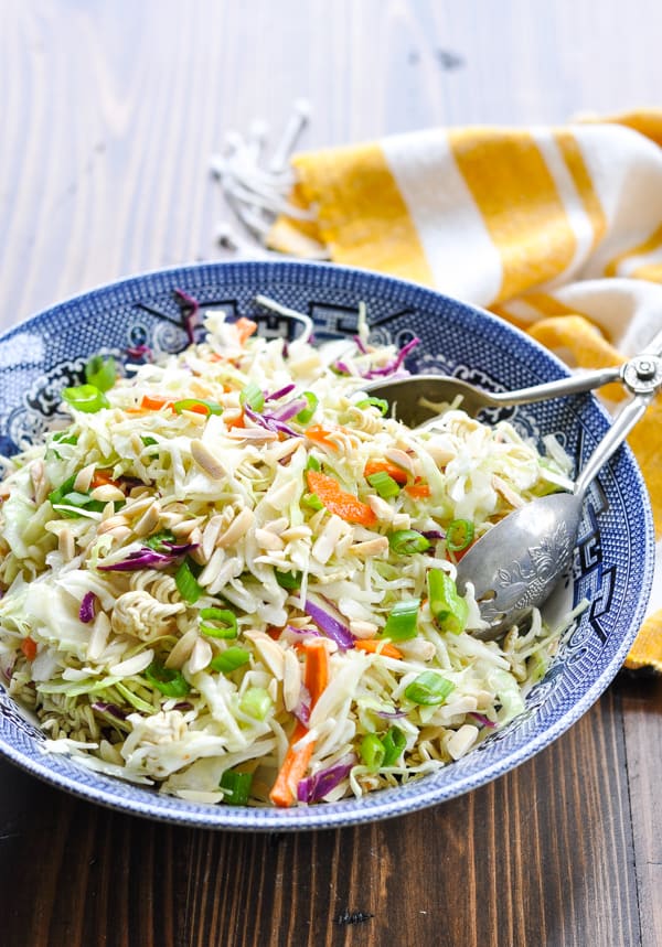 Close front shot of bowl of Ramen Noodle Salad