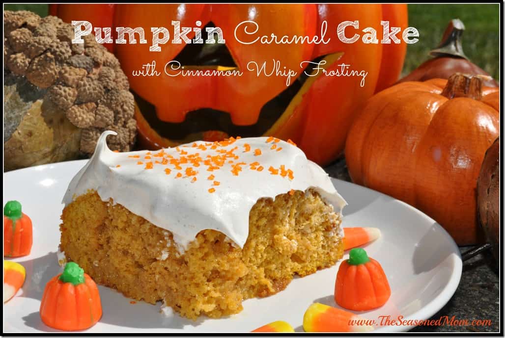 Pumpkin Caramel Cake with Cinnamon Whip Frosting