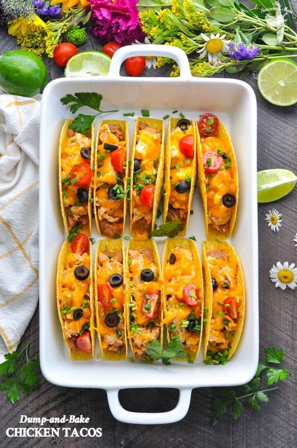 Dump And Bake Chicken Tacos The Seasoned Mom