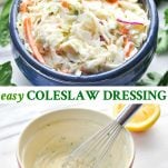 Long collage of easy creamy coleslaw dressing