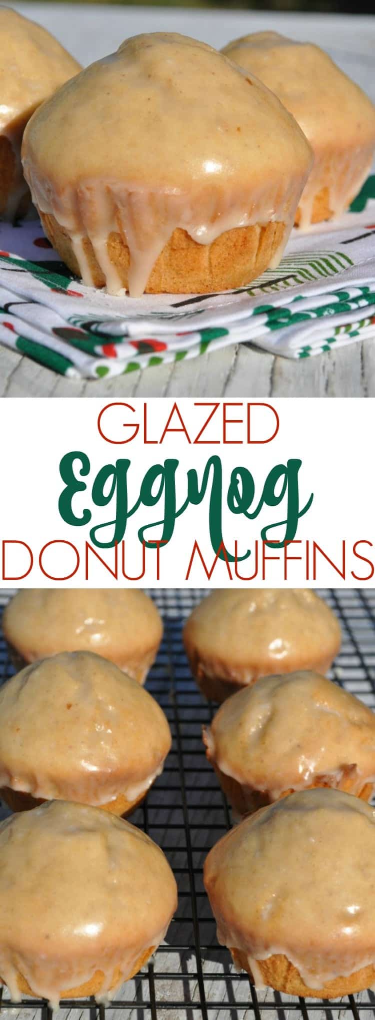 Glazed Eggnog Donut Muffins are an easy make-ahead breakfast or brunch to celebrate the Christmas season. Perfect with coffee!