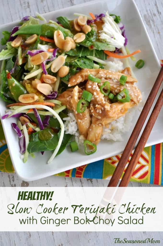 Healthy Slow Cooker Teriyaki Chicken with Ginger Bok Choy Salad