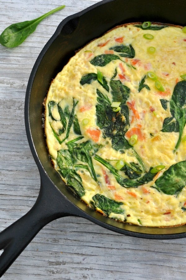 Skinny Frittata with Smoked Salmon and Spinach