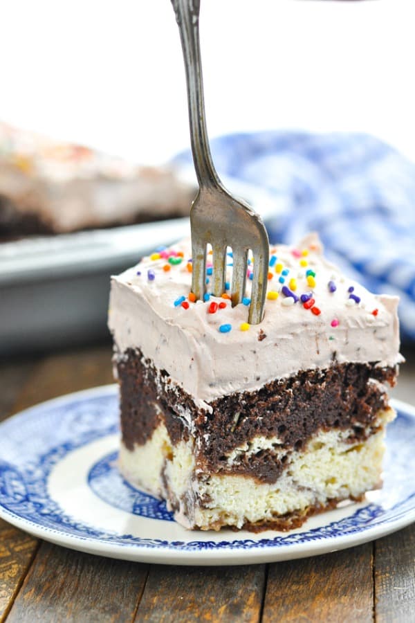 Fork in slice of Chocolate Italian Love Cake