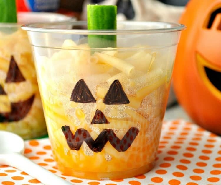 Jack-O-Lantern Mac and Cheese Cups