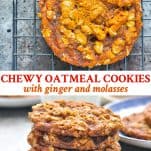 Long collage image of Easy Oatmeal Cookies