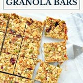 Fall harvest healthy granola bars with text title box at top.