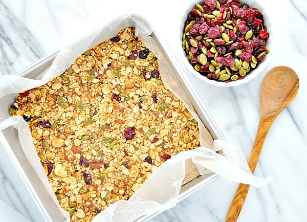 Pan of homemade healthy granola bars