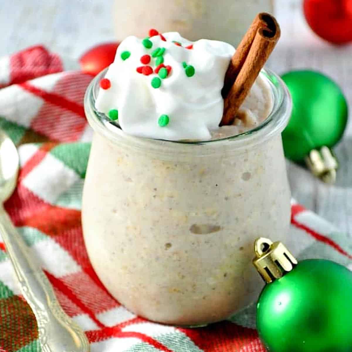 High-Protein Eggnog Overnight Oats
