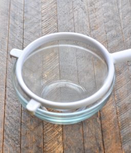 Mesh sieve over a bowl