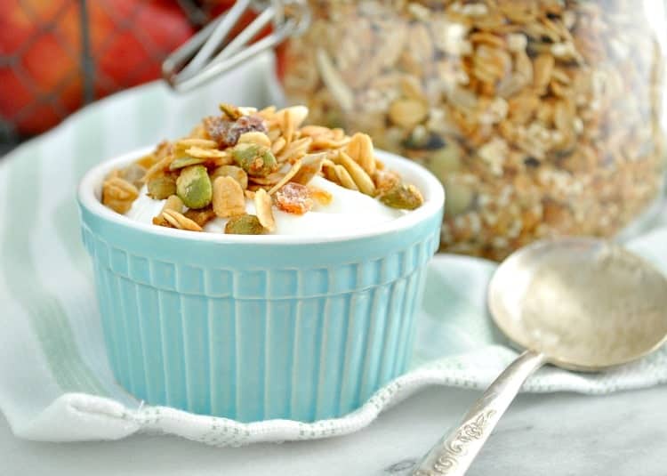 Prepare a healthy batch of Maple Almond Crunch Granola for quick clean eating breakfasts or snacks on the go!