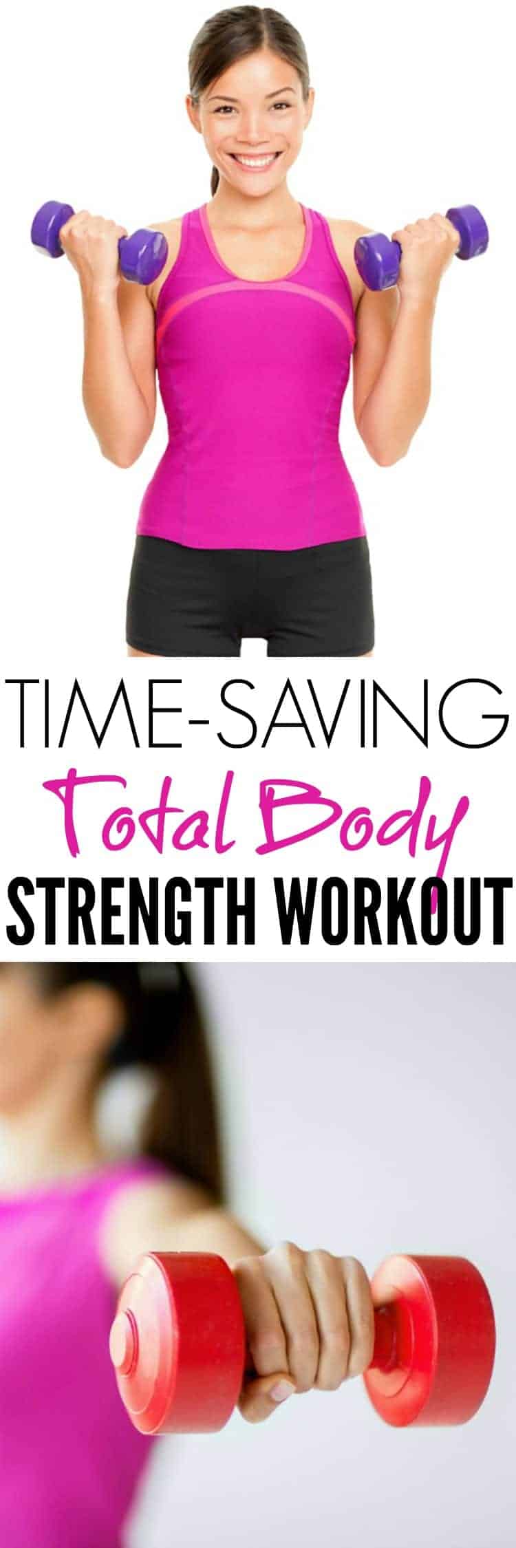 This Time-Saving Total Body Strength Workout is an efficient exercise routine for those days that you can't make it to the gym!