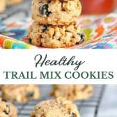 Long collage image of healthy trail mix cookies.