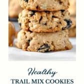Healthy trail mix cookies with text title at the bottom.