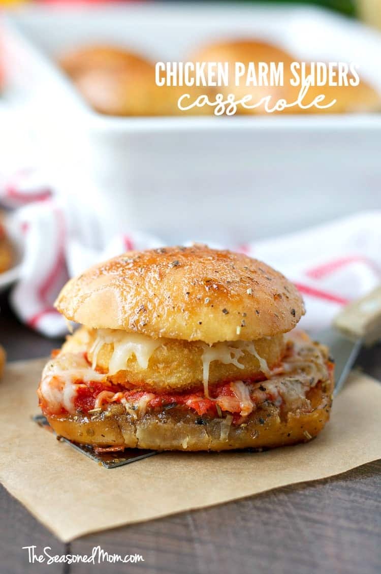 A close up of chicken parmesan sliders