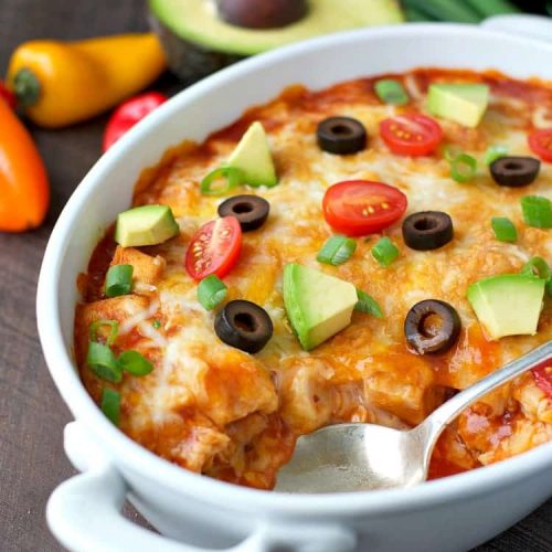 4Ingredient Healthy Chicken Enchilada Casserole The Seasoned Mom