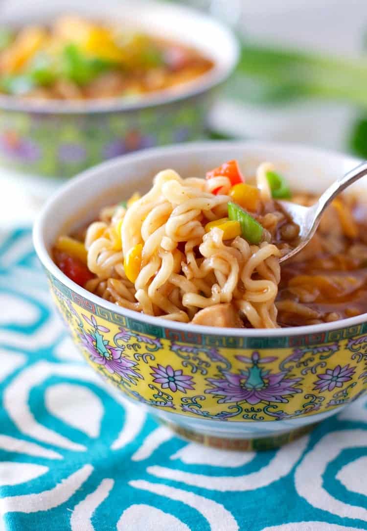 Barbecue Chicken Ramen Noodle Bowls