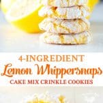 Long collage of 4 ingredient Lemon Whippersnaps Cake Mix Crinkle Cookies