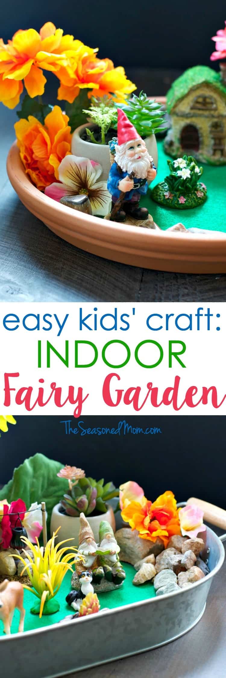 With a few simple supplies, you and your young children can create an enchanting Indoor Fairy Garden! This easy craft for kids is the perfect rainy day activity for preschoolers or for older children who can design and build from their own imagination!
