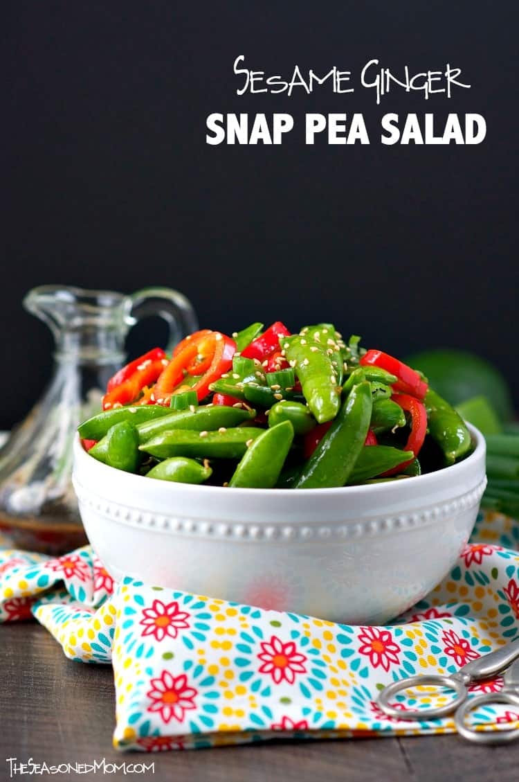 In just 10 minutes you can toss together this flavorful and healthy Sesame Ginger Snap Pea Salad! It's the perfect Asian-inspired side dish to take advantage of fresh spring vegetables!