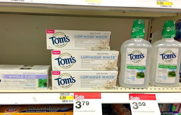 Tom's products on a supermarket shelf