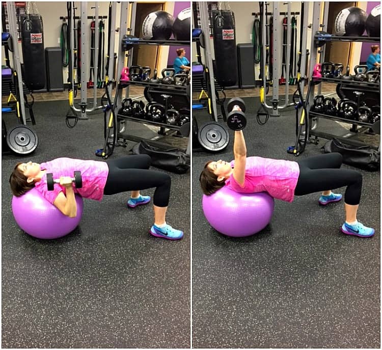 dumbell press on stability ball