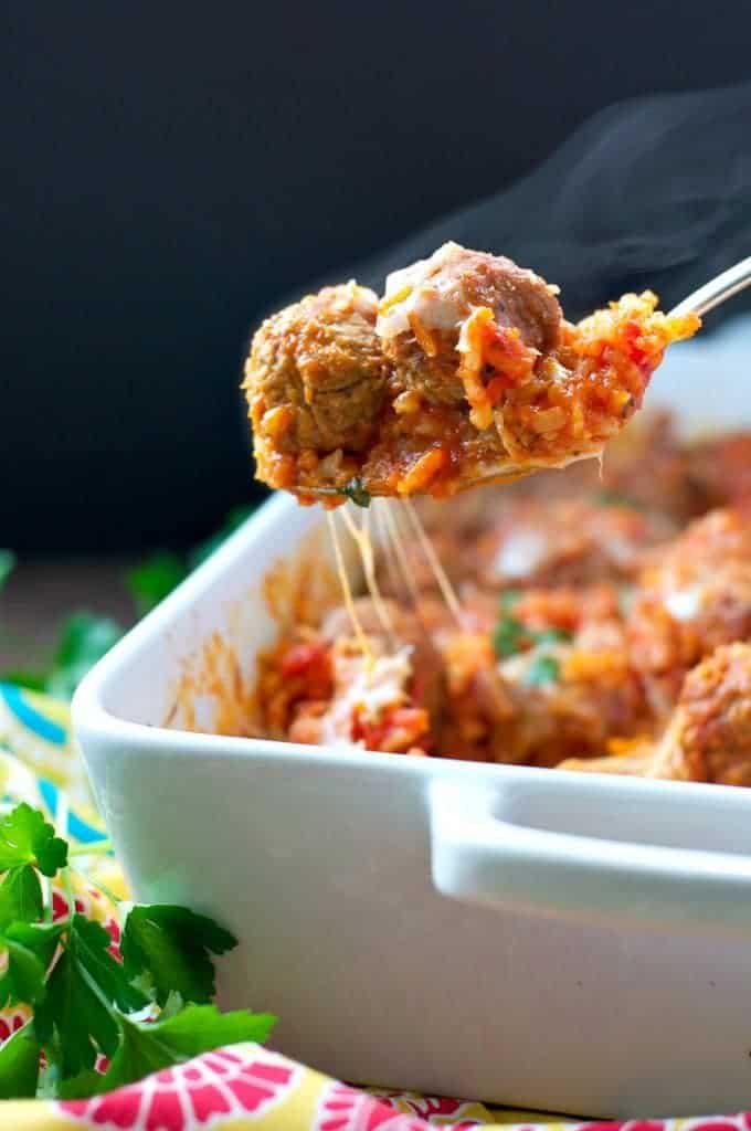 Dump and Bake Italian Meatball and Rice Casserole The Seasoned Mom