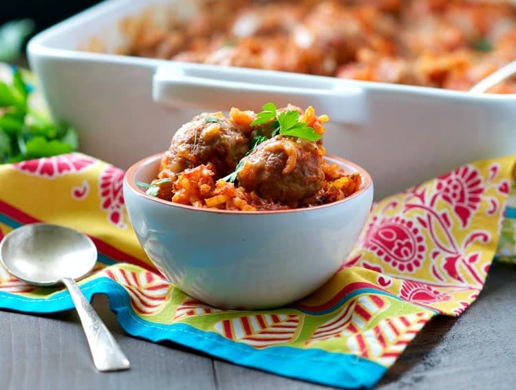 There’s no prep necessary for this Dump and Bake Italian Meatball and Rice Casserole! It’s the perfect easy dinner solution for your busy weeknights – and your family will love the cozy comfort food!