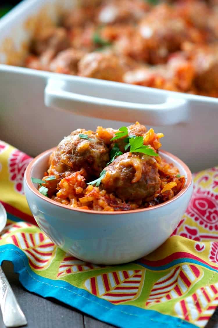 There’s no prep necessary for this Dump and Bake Italian Meatball and Rice Casserole! It’s the perfect easy dinner solution for your busy weeknights – and your family will love the cozy comfort food!