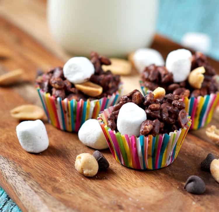 Another family favorite dessert inspired by Aunt Bee's classic recipe box, these 5-Ingredient No Bake Rocky Road Cookies are a delicious 10-minute treat to beat the heat! Loaded with chocolate, peanuts, marshmallows, and Rice Krispies, this is a simple and easy way to satisfy your taste for salty-and-sweet!
