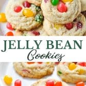 Long collage image of jelly bean cookies.