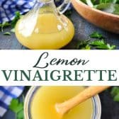 Long collage image of lemon vinaigrette.