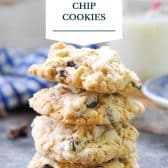 Great grandma's old fashioned oatmeal chocolate chip cookies with text title overlay.