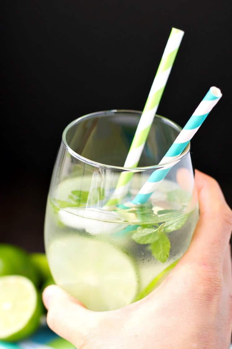 This refreshing lime and mint Mojito Infused Detox Water is a true powerhouse! Not only does this cold beverage taste delicious, but it can also help with weight loss and digestion...what's not to love about that?! 