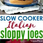 A collage image of slow cooker sloppy joes