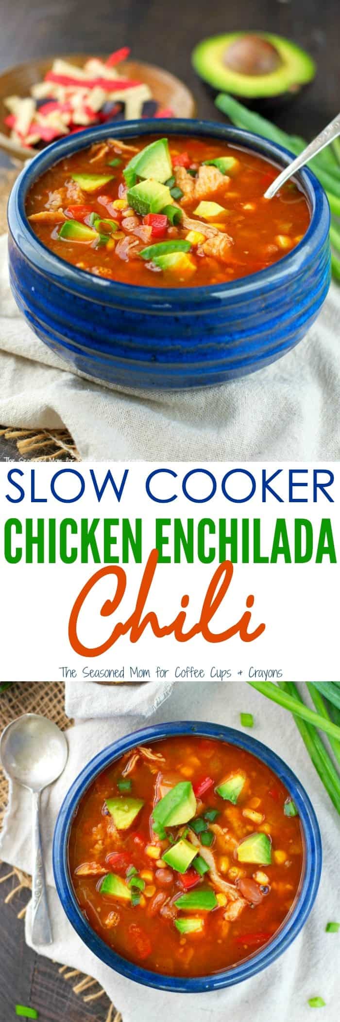 Slow Cooker Chicken Enchilada Chili - Coffee Cups and Crayons