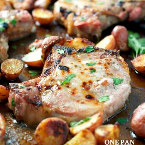 One Pan Ranch Pork Chops with Crispy Potatoes - The Seasoned Mom