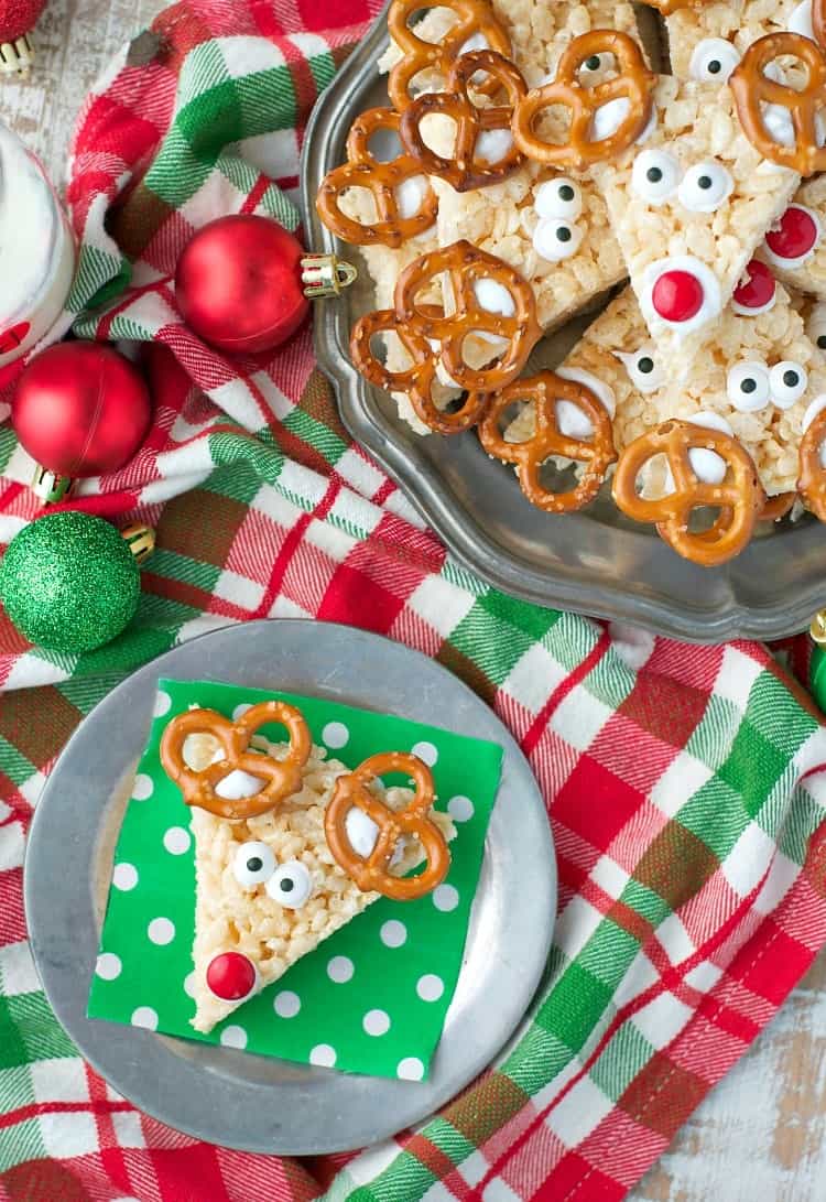 These Rudolph Rice Krispies® Treats are an easy Christmas dessert that your children can help prepare, making the bars a perfect addition to your festive holiday platters.
