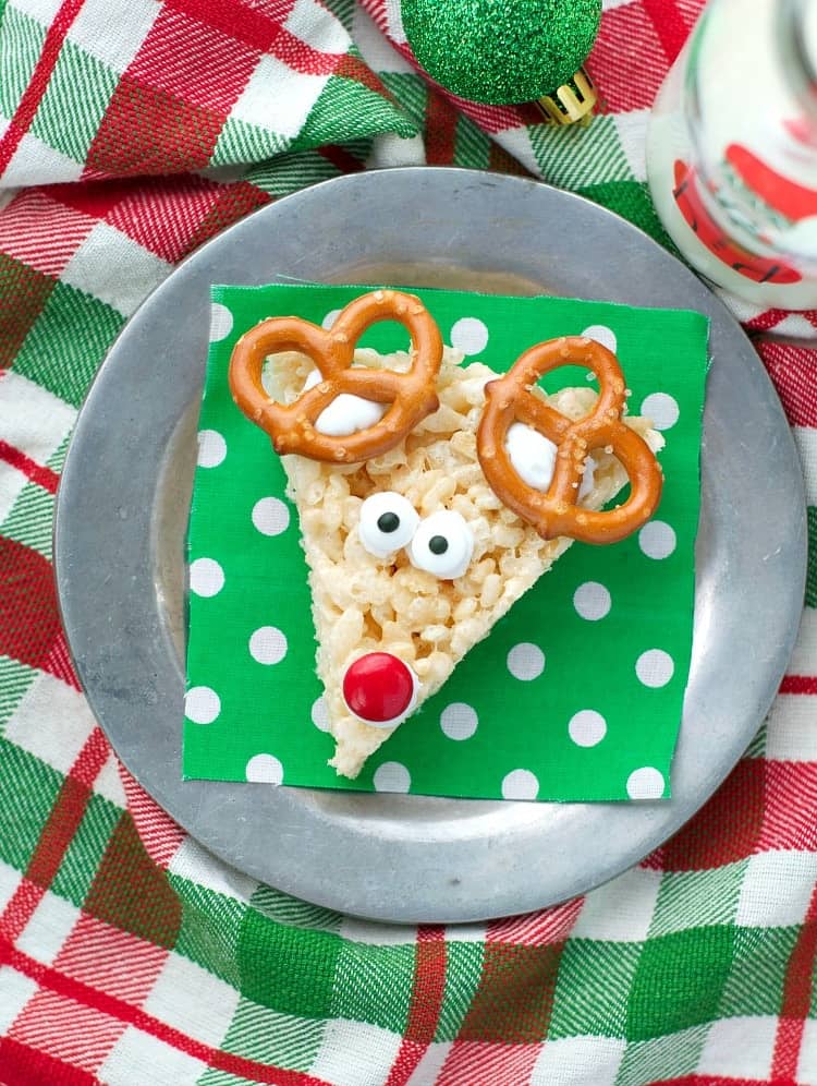 These Rudolph Rice Krispies® Treats are an easy Christmas dessert that your children can help prepare, making the bars a perfect addition to your festive holiday platters.