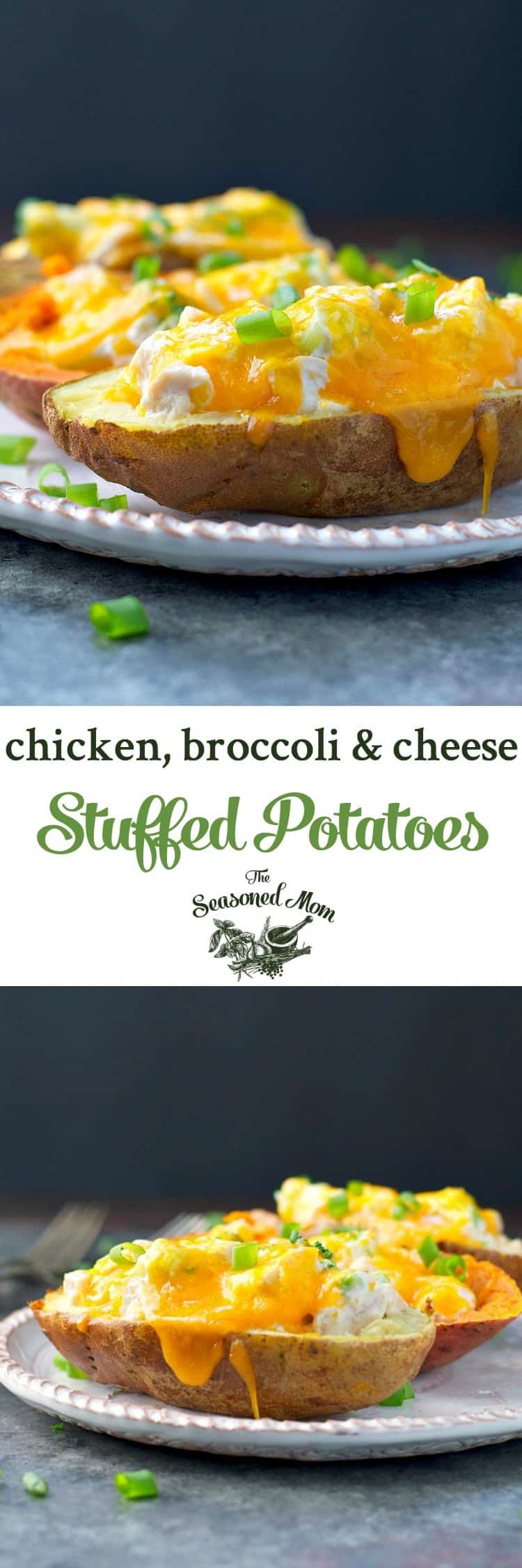 Chicken, Broccoli and Cheese Stuffed Potatoes - The Seasoned Mom