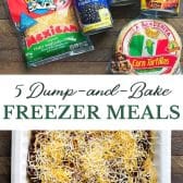Long collage image of 5 Dump-and-Bake Freezer Meals