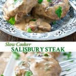 Long collage of Slow Cooker Salisbury Steak
