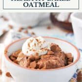 Snickerdoodle healthy baked oatmeal with text title box at top.