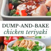 Long collage image of dump and bake chicken teriyaki recipe