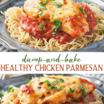 Long collage image of Healthy Chicken Parmesan