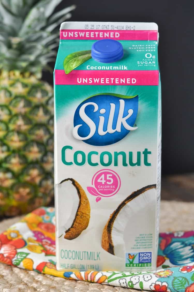 A close up of silk coconut milk used to make a southern ambrosia smoothie