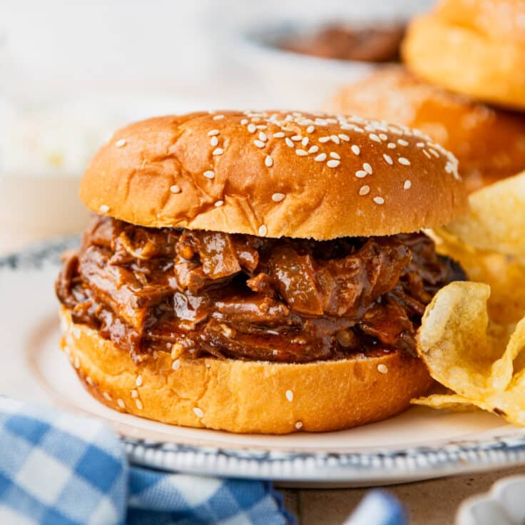 Slow Cooker BBQ Beef Sandwiches {Only 5 Minutes of Prep} – The Seasoned Mom